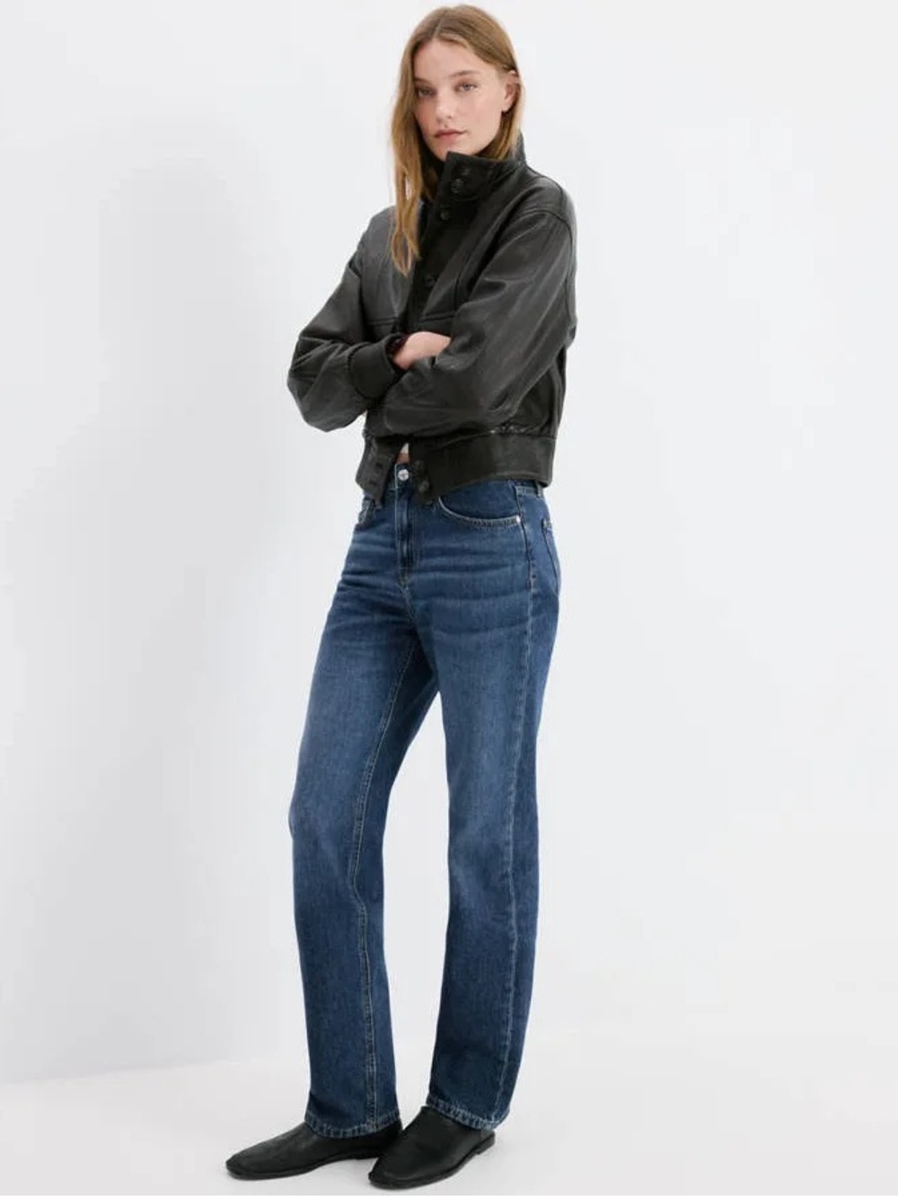 Mango Straight-Leg Jeans in Blue Wash